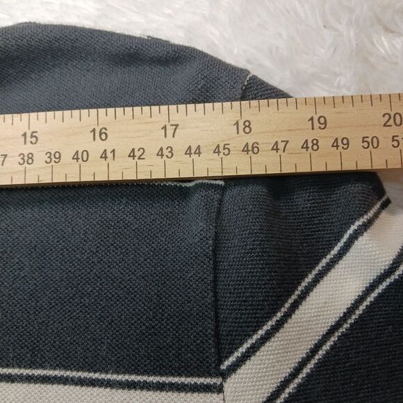 Polo Jean Company Ralph Lauren Men's XL 2 Button Grey/Cream Stipe Polo. Vintage. - Picture 10 of 12